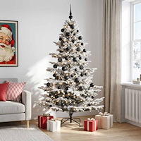 vidaXL Konstgjord julgran med julkulor 180 cm 300 LED-lampor Varmvit