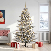 vidaXL Konstgjord julgran med julkulor 210 cm 300 LED-lampor Varmvit