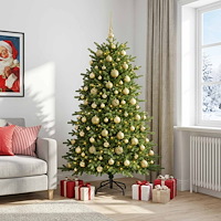 vidaXL Konstgjord julgran med julkulor 180 cm 300 LED-lampor Varmvit
