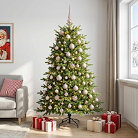 vidaXL Konstgjord julgran med julkulor 180 cm 300 LED-lampor Varmvit