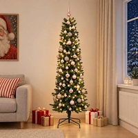 vidaXL Smal konstgjord julgran med julkulor 210 cm 300 LED-lampor