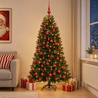 vidaXL Konstgjord julgran med kulor 210 cm 300 LED-lampor Varmvit