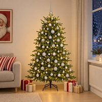 vidaXL Konstgjord julgran med julkulor 180 cm 300 LED-lampor Varmvit