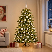 vidaXL Konstgjord julgran med julkulor 180 cm 300 LED-lampor Varmvit