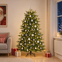 vidaXL Konstgjord julgran med julkulor 210 cm 300 LED-lampor Varmvit