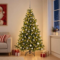 vidaXL Konstgjord julgran med julkulor 180 cm 300 LED-lampor Varmvit