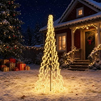 vidaXL LED Julgran EKENAS 285 cm 1550 LED-lampor Varmvit Stål Svart