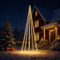 vidaXL LED Julgran 385 cm 2460 LED-lampor Varmvit Stål Svart