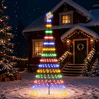 vidaXL LED Julgran 250 cm 290 LED-lampor Mångfärgad Järn Svart