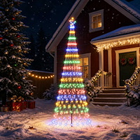 vidaXL LED Julgran 300 cm 350 LED-lampor Mångfärgad Järn Svart
