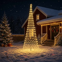 vidaXL LED Julgran 500 cm 550 LED-lampor Varmvit Järn Svart