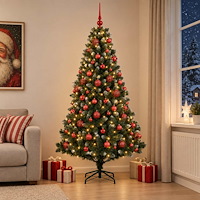 vidaXL Konstgjord julgran med kulor 180 cm 300 LED-lampor Varmvit