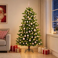 vidaXL Konstgjord julgran med kulor 240 cm 300 LED-lampor Varmvit
