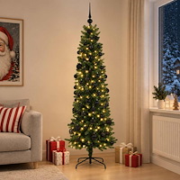 vidaXL Smal konstgjord julgran med julkulor 210 cm 300 LED-lampor