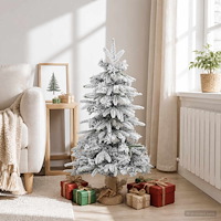 vidaXL Mini julgran flockad 90 cm PVC och PE Grön och Vit