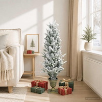 vidaXL Flockad mini-julgran 120 cm PVC och PE Grön och Vit