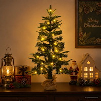 vidaXL Mini julgran 45 cm 25 LED-lampor Varmvit PVC och PE Grön