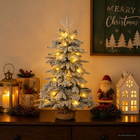 vidaXL Mini-julgran flockad 60 cm 25 LED-lampor Varmvit PVC och PE