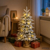 vidaXL Mini-julgran flockad 90 cm 50 LED-lampor Varmvit PVC och PE
