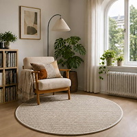 vidaXL Matta Beige Ø 120 cm 100% Polyester 3 mm Tvättbar