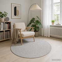 vidaXL Matta Grå Ø 120 cm 100% Polyester 3 mm Tvättbar