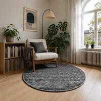 vidaXL Matta Antracit Ø 120 cm 100% Polyester 3 mm Tvättbar