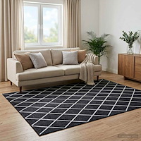 vidaXL Matta ORIZ Svart diamantmönster 160 x 230 cm 100% Polyester