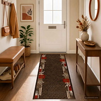 vidaXL Runner-matta FLORNES Vävd Brun Löv 100 x 400 cm PP 7 mm