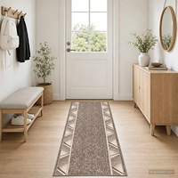vidaXL Runner-matta FLORNES Vävd Taupe Zigzag 80 x 350 cm PP 7 mm