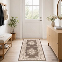 vidaXL Runner-matta FLORNES Vävd Taupe-mönster 67 x 400 cm PP 7 mm