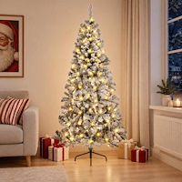 vidaXL Plast Hingad Julgran 210 cm 300 LED-lampor Varmvit