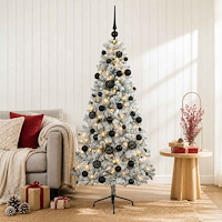 vidaXL Konstgjord julgran med julkulor 150 cm 150 LED-lampor Varmvit