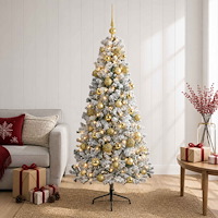 vidaXL Konstgjord julgran med julkulor 120 cm 150 LED-lampor Varmvit