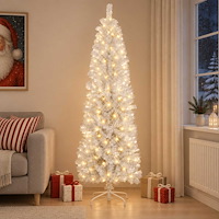 vidaXL Konstgjort smalt julträd 210 cm 300 LED-lampor Varmvit