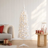 vidaXL Smal konstgjord julgran med julkulor 150 cm 150 LED-lampor