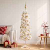 vidaXL Smal konstgjord julgran med julkulor 150 cm 150 LED-lampor