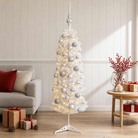 vidaXL Smal konstgjord julgran med julkulor 150 cm 150 LED-lampor