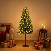 vidaXL Konstgjord julgran med kulor 150 cm 150 LED-lampor Varmvit