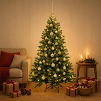 vidaXL Konstgjord julgran med kulor 150 cm 150 LED-lampor Varmvit