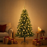 vidaXL Konstgjord julgran med kulor 150 cm 150 LED-lampor Varmvit