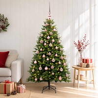 vidaXL Konstgjord julgran med kulor 120 cm 150 LED-lampor Varmvit