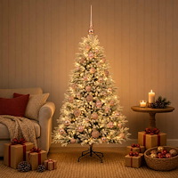 vidaXL Konstgjord julgran med kulor 120 cm 150 LED-lampor Varmvit