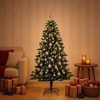 vidaXL Konstgjord julgran med kulor 120 cm 150 LED-lampor Varmvit