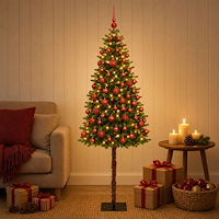 vidaXL Konstgjord julgran med kulor 150 cm 150 LED-lampor Varmvit