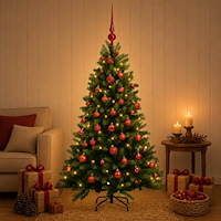 vidaXL Konstgjord julgran med kulor 120 cm 150 LED-lampor Varmvit