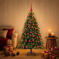 vidaXL Konstgjord julgran med kulor 120 cm 150 LED-lampor Varmvit
