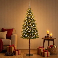vidaXL Konstgjord julgran med kulor 150 cm 150 LED-lampor Varmvit
