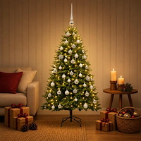 vidaXL Konstgjord julgran med kulor 150 cm 150 LED-lampor Varmvit
