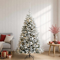 vidaXL Konstgjord julgran med kulor 120 cm 150 LED-lampor Varmvit
