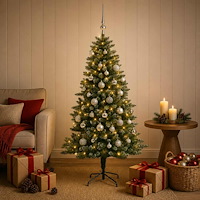 vidaXL Konstgjord julgran med kulor 150 cm 150 LED-lampor Varmvit